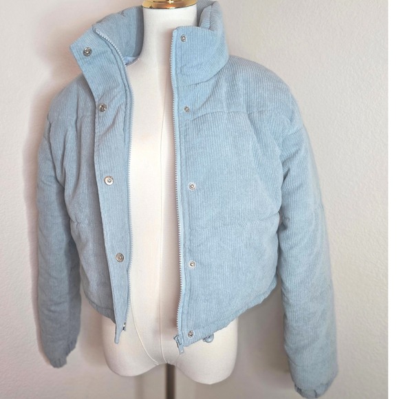 Sky Jackets & Blazers - Sky‎ Blue Corduroy Cropped Puffer Jacket Women's Size L